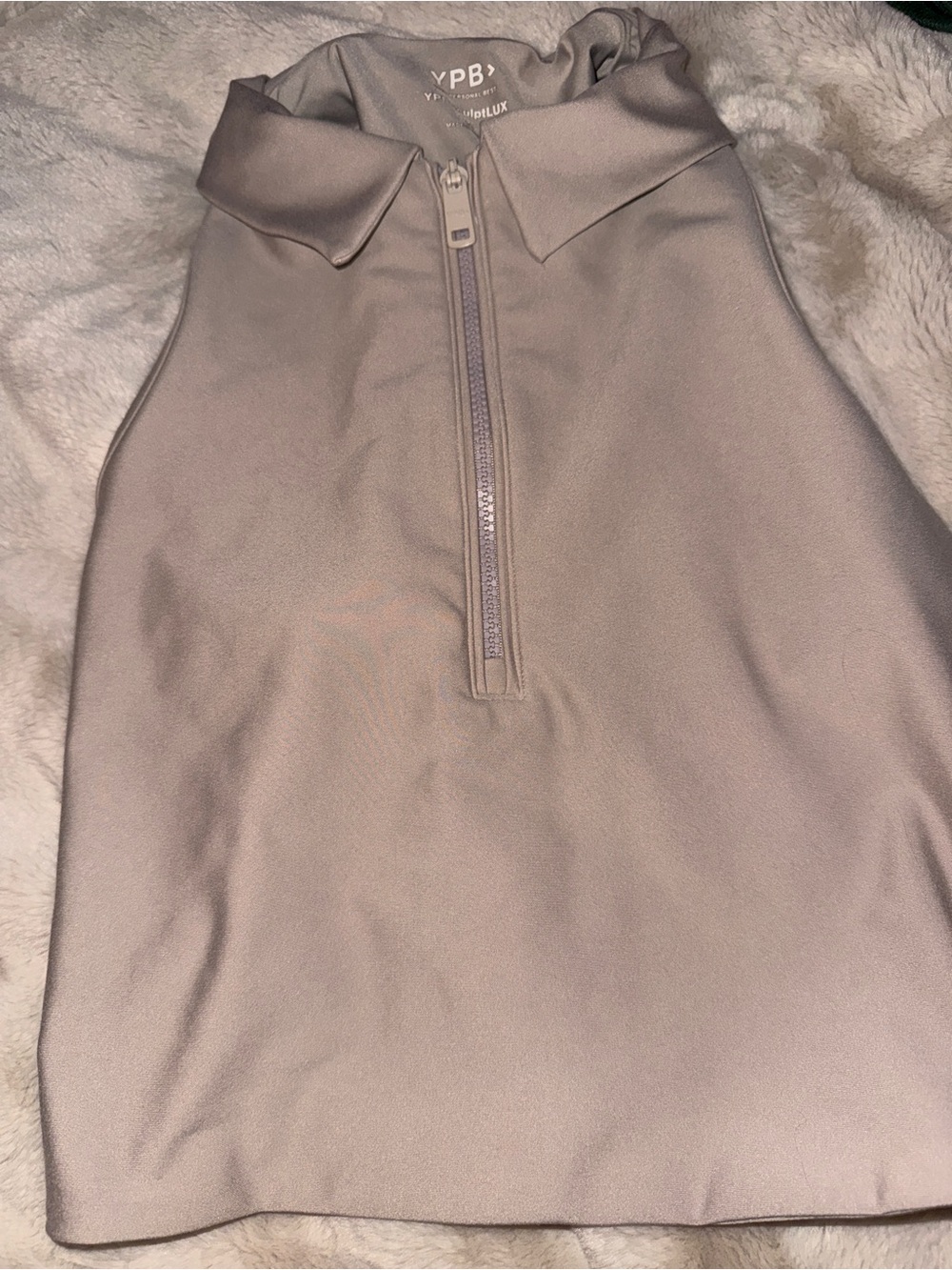 Abercrombie YPB Taupe Sleeveless Zip Polo Top